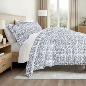 Becky Cameron Burst of Vines King Duvet 2/Shams Botanical Navy Vine NWOT